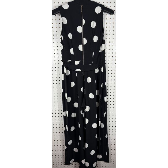 Karl Lagerfeld tie around waist polka dot jumpsuit size 2 - Picture 3 of 10